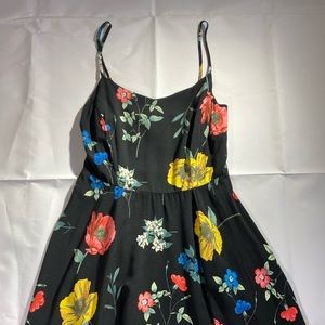 Black with floral noodle strap dress